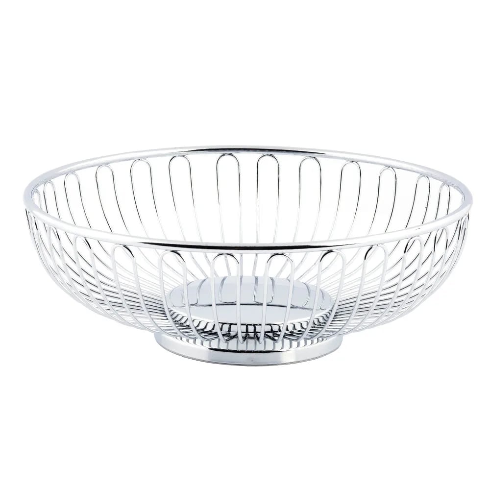 Tablecraft 4170 Round Chalet Basket, 8 1/8 x 2 3/4", Chrome Plated