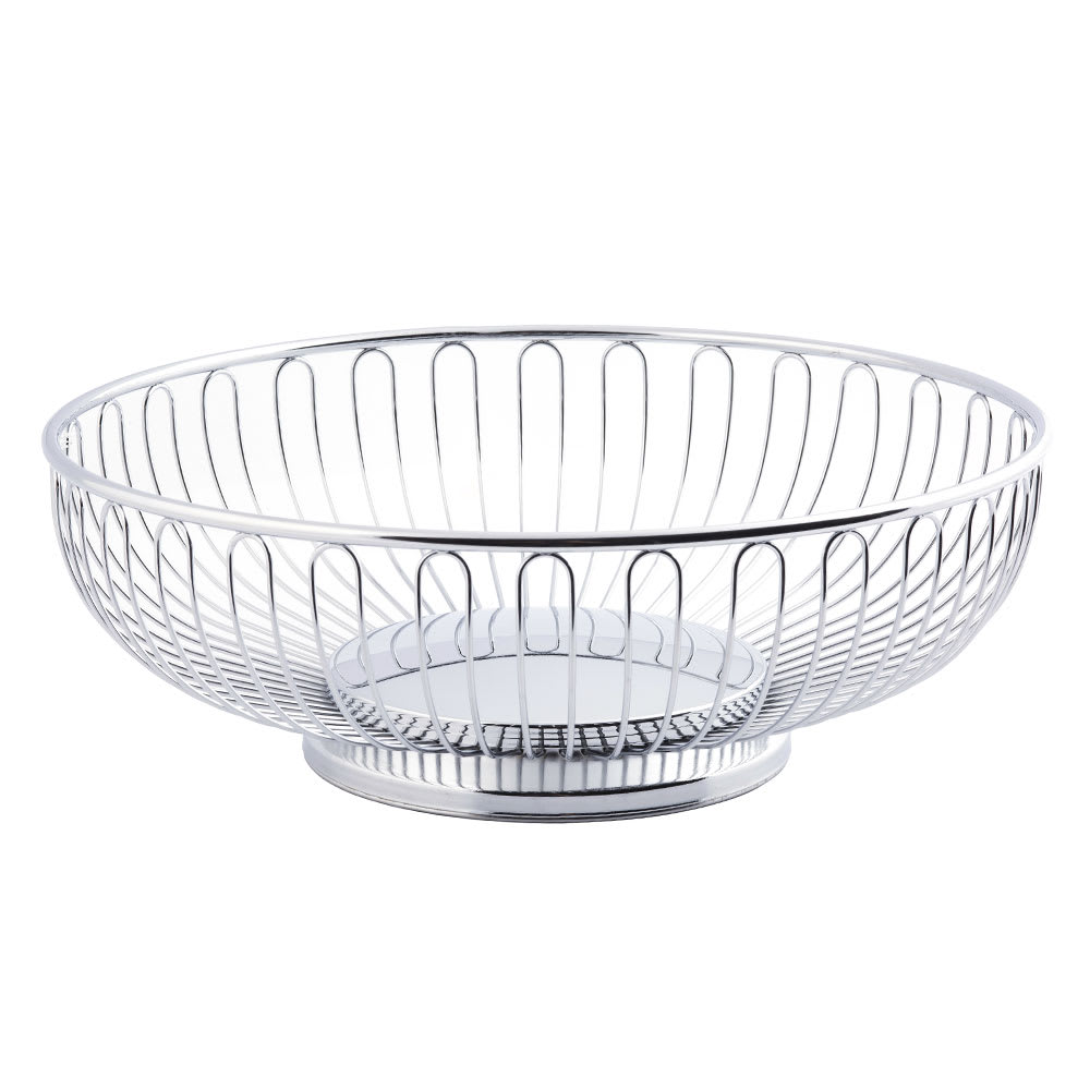 Tablecraft 4175 Round Chalet Basket, 9 3/4 x 3", Chrome Plated