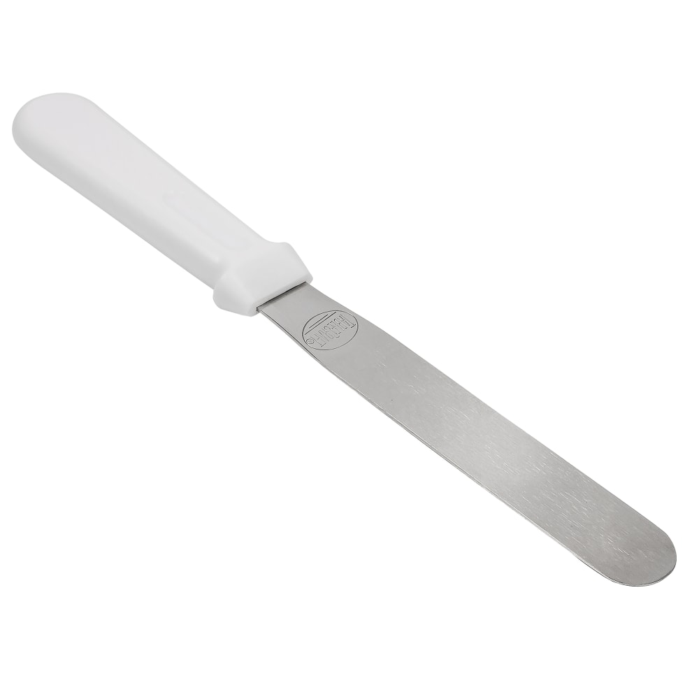 Tablecraft 4206 6" Decorating & Icing Spatula w/ White ABS Handle, Stainless Steel Blade