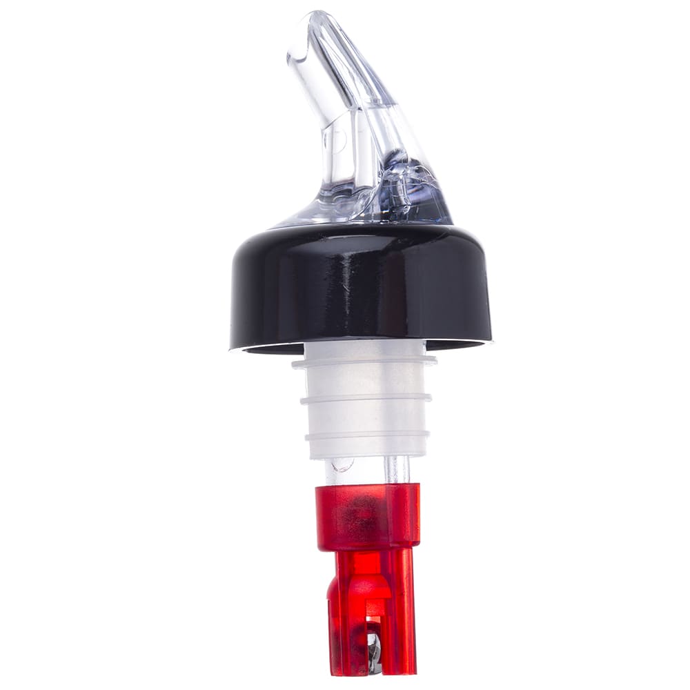 Tablecraft 4246A 1 oz Plastic Proper Pour w/ Clear Spout, Red Dip Tube