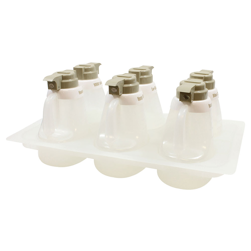 Tablecraft 484 Salad Dressing Dispenser Set, 1 Clear 6 Lexan, 9 ID Collars