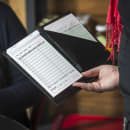 Tablecraft 52585BK Black Order Holder w/ Pen Loop, 5 1/4 x 8 1/2", Two Fold thumbnail 2