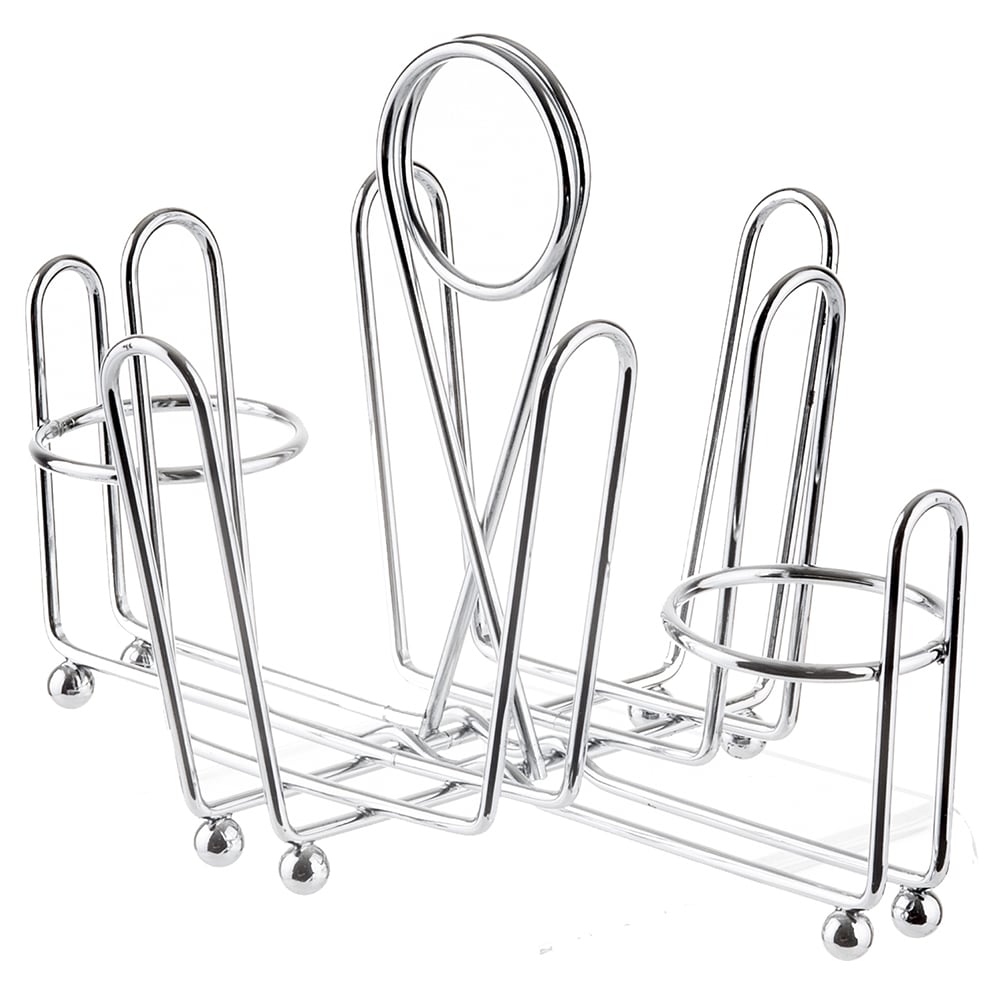 Tablecraft 591C 4 Compartment Rectangular Condiment Caddy - Chrome Plated Wire