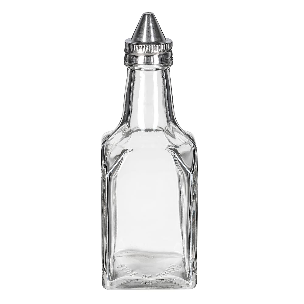 Tablecraft 600 6 oz Cruet w/ Stainless Steel Top - Glass, Clear