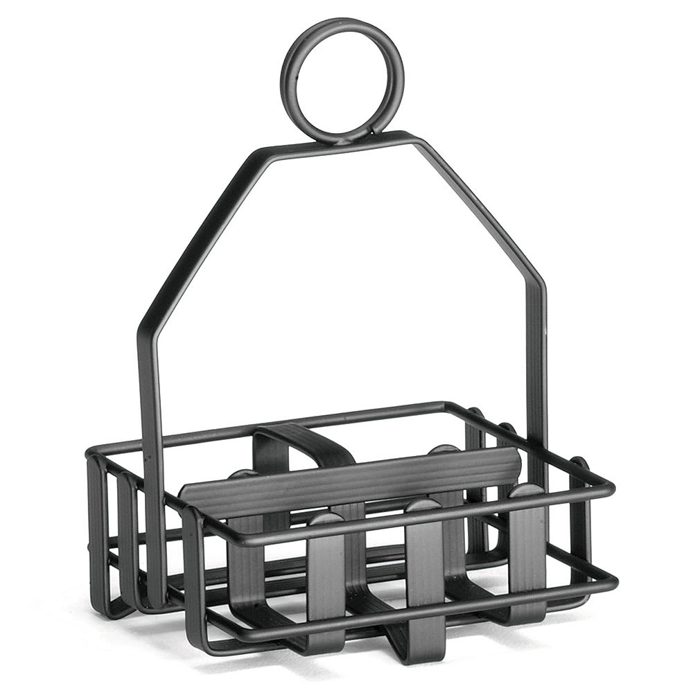 Tablecraft 606RBK 2 Compartment Rectangular Condiment Caddy - Metal ,Black