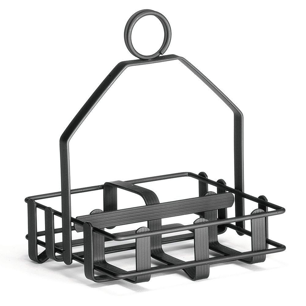 Tablecraft 609RBK 2 Compartment Rectangular Condiment Caddy - Metal ,Black