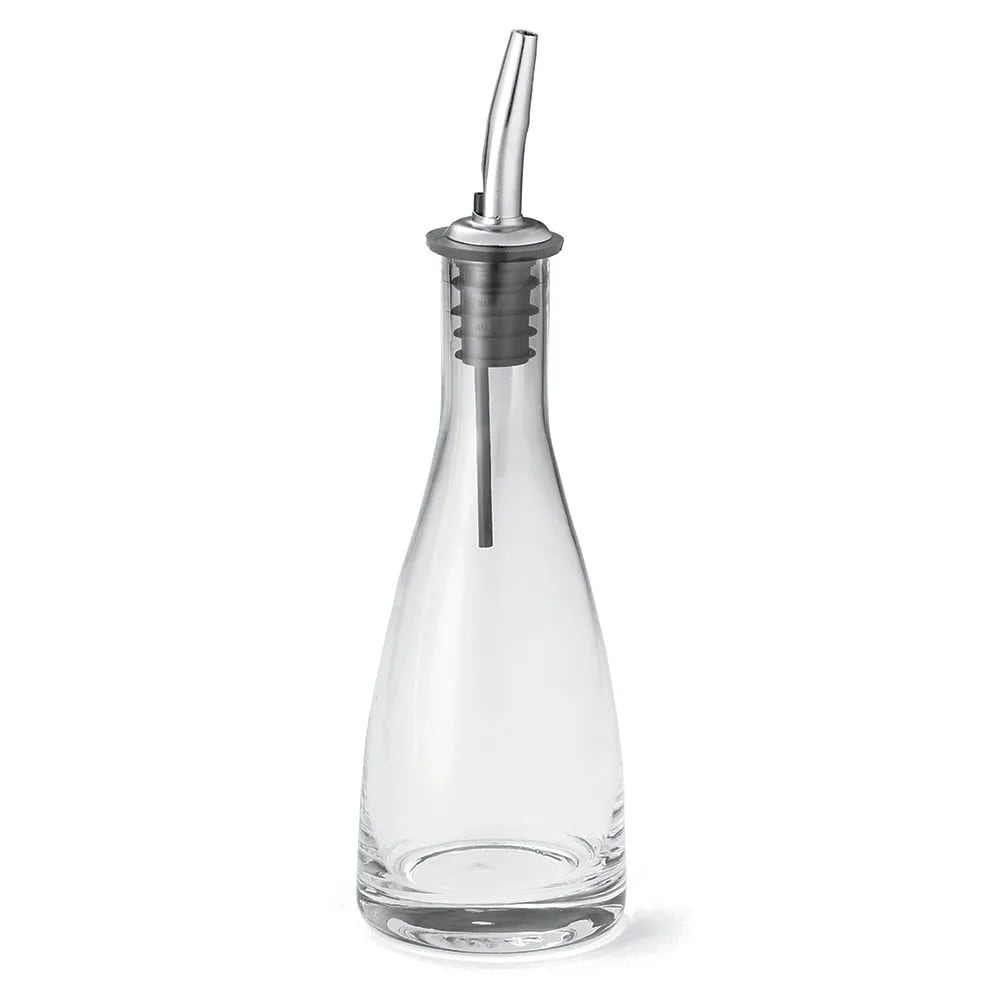 Tablecraft 611 6 oz Cruet w/ Stainless Steel Pourer - Glass, Clear