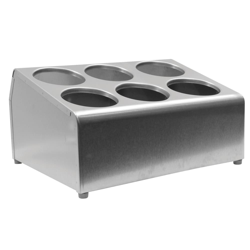 Tablecraft 7062 Stainless Steel Flatware Cylinder Holder w/ Six Holes, Two-Tier