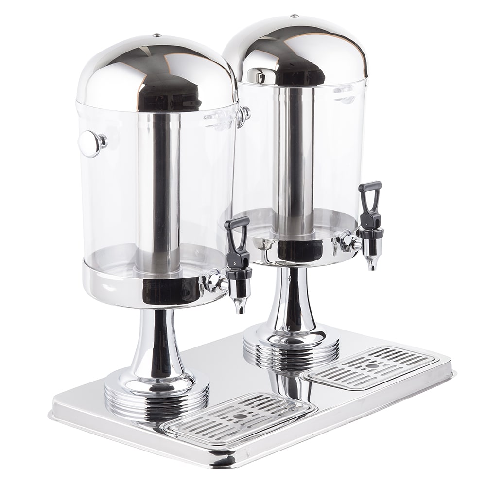 Tablecraft 72 4 gal Beverage Dispenser w/ Ice Tube - Plastic Container, Stainless Base