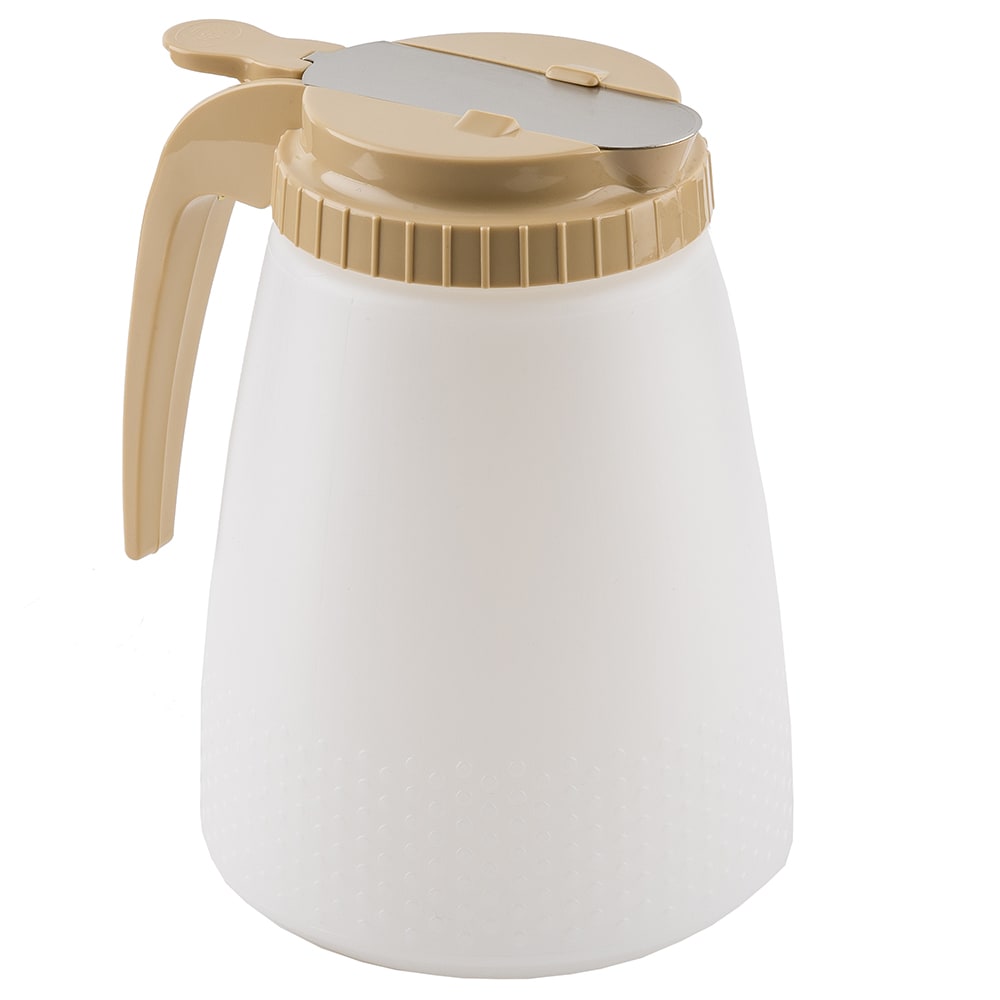 Tablecraft 748A 48 oz All Purpose Cylindrical Dripcut Server - White Polyethylene, Almond ABS Top