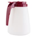 Tablecraft 748R 48 oz All Purpose Cylindrical Dripcut Server - White Polyethylene, Red ABS Top thumbnail 2