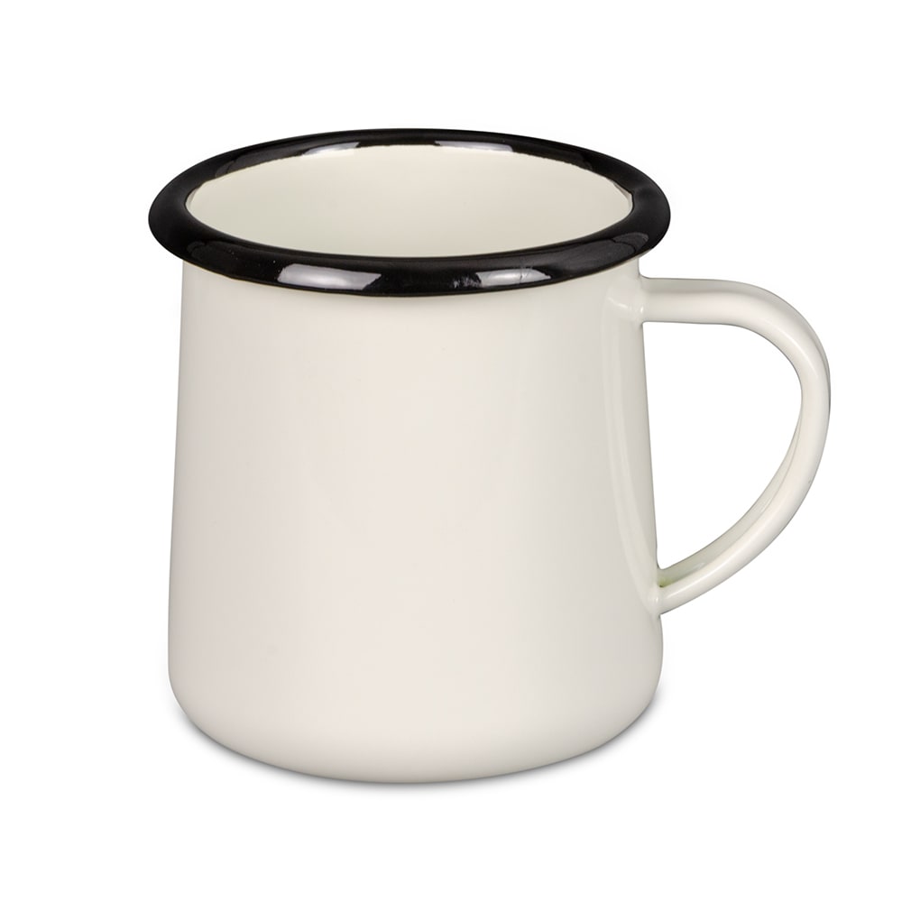 Tablecraft 80009 12 oz Enamelware Mug - Porcelain, Creamy White