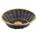 Tablecraft 875B Round Handwoven Basket, 8 x 2 1/4", Black Vinyl w/ Gold Trim thumbnail 2