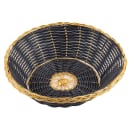 Tablecraft 875B Round Handwoven Basket, 8 x 2 1/4", Black Vinyl w/ Gold Trim thumbnail 3