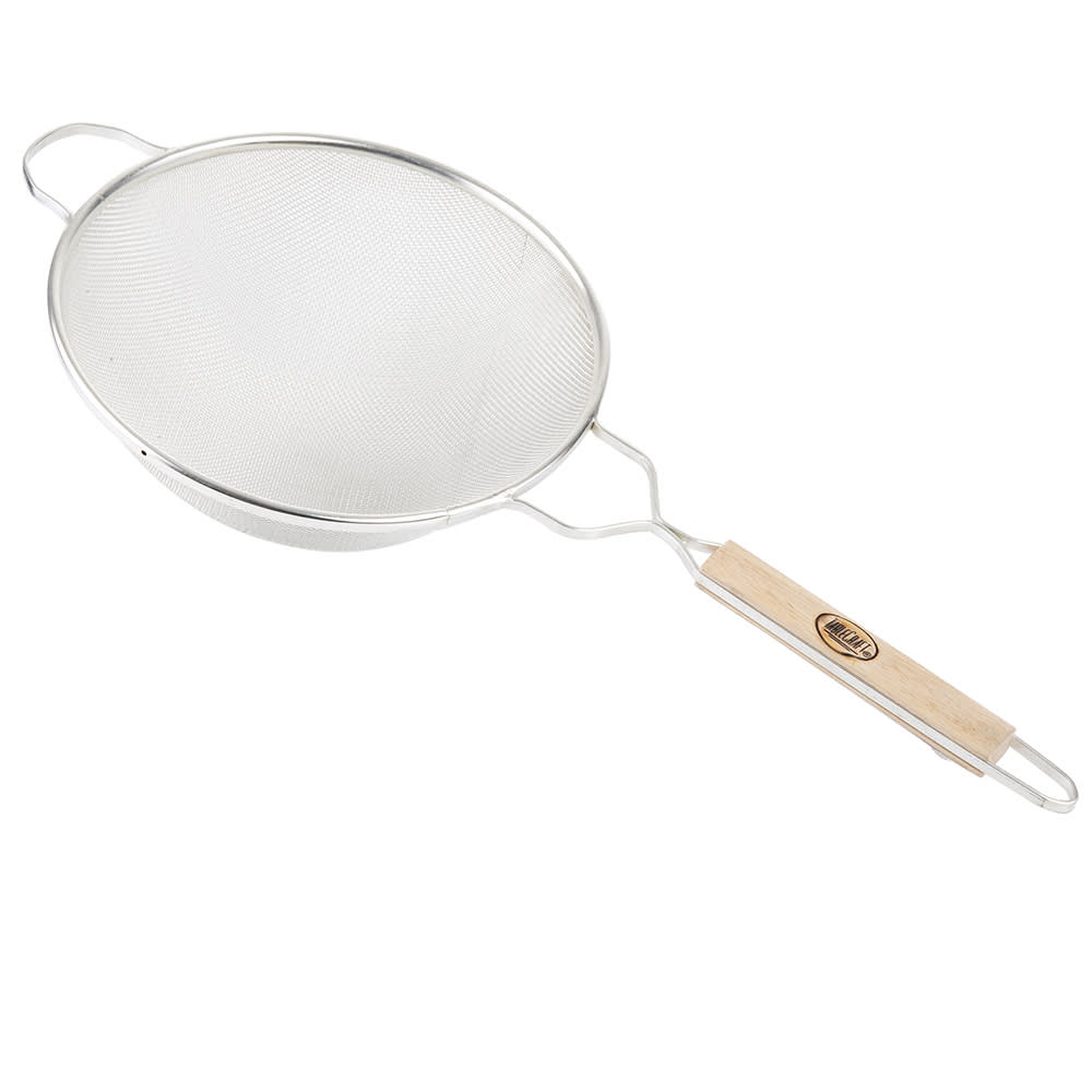 Tablecraft 89 10 1/4" Round Strainer w/ Single Medium Mesh, Wood Handle