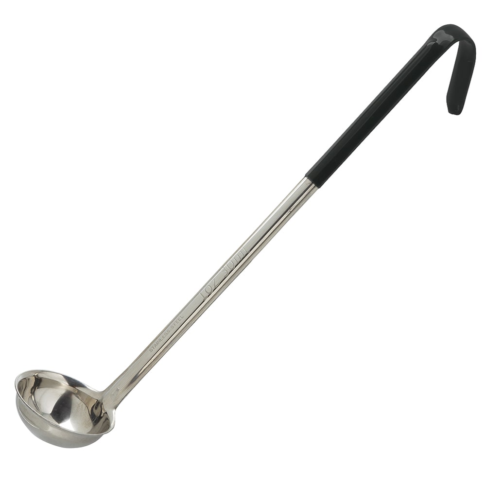 Tablecraft 9701 1 oz Ladle - Stainless Steel, Black Vinyl Handle
