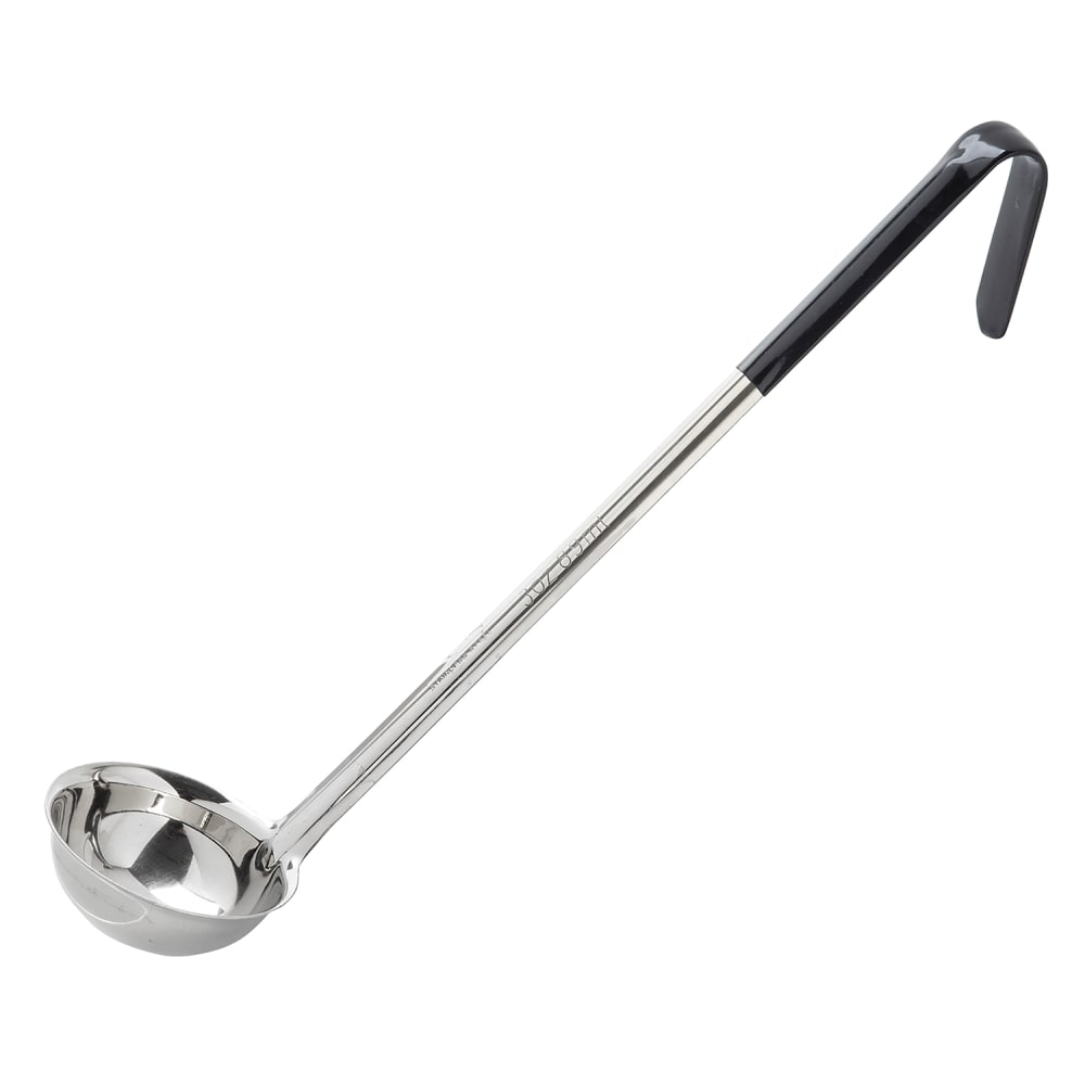 Tablecraft 9703 3 oz Ladle - Stainless Steel, Black Vinyl Handle