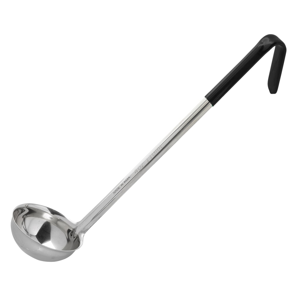 Tablecraft 9708 8 oz Ladle - Stainless Steel, Black Vinyl Handle