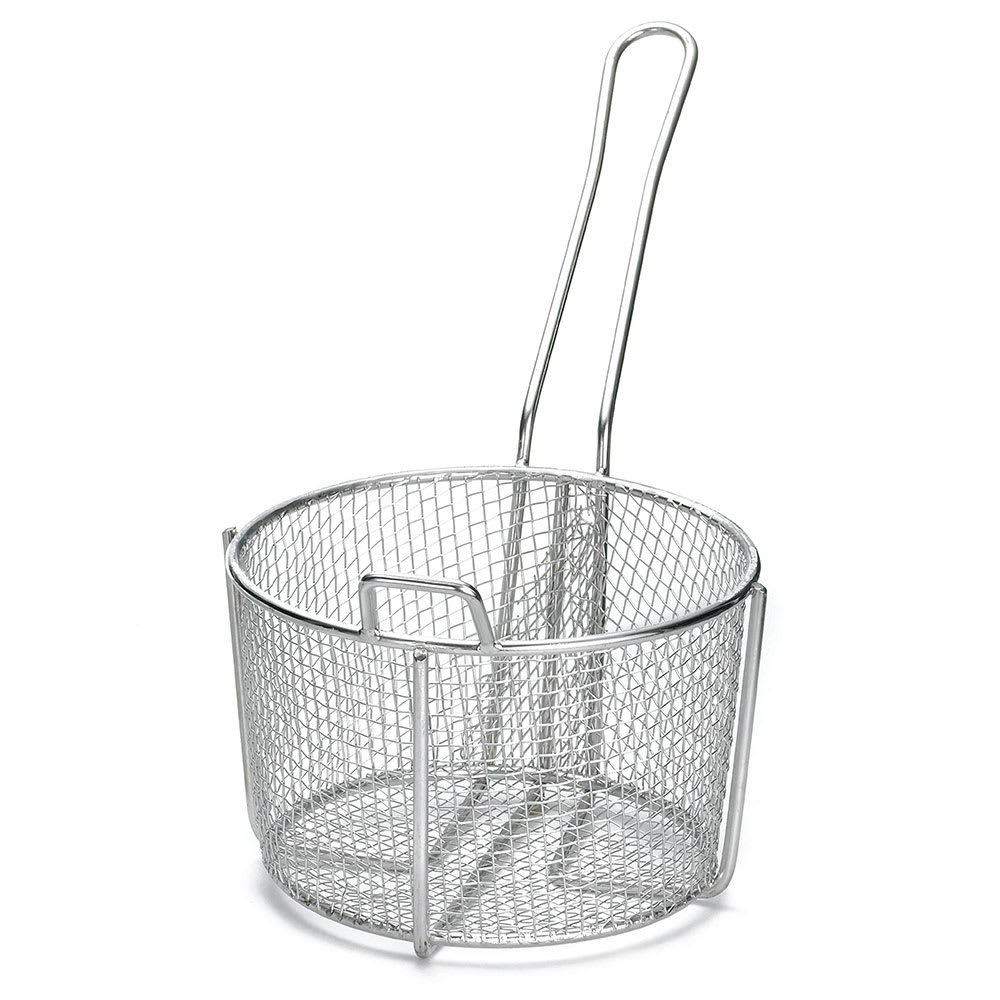 Tablecraft 987 Fryer Basket w/ Uncoated Handle & Front Hook, 8 1/4" x 8 1/4" x 5"