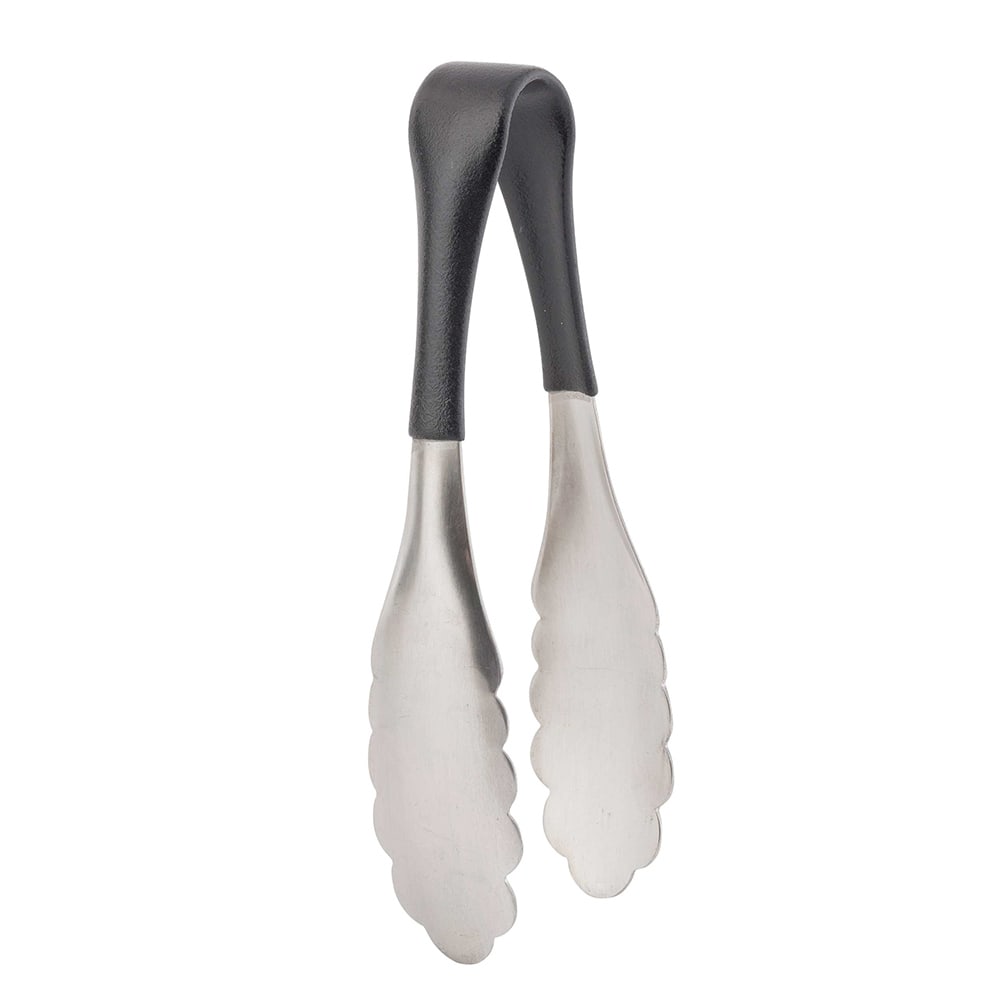 Tablecraft AM3706BK 6"L Stainless Utility Tongs, Black