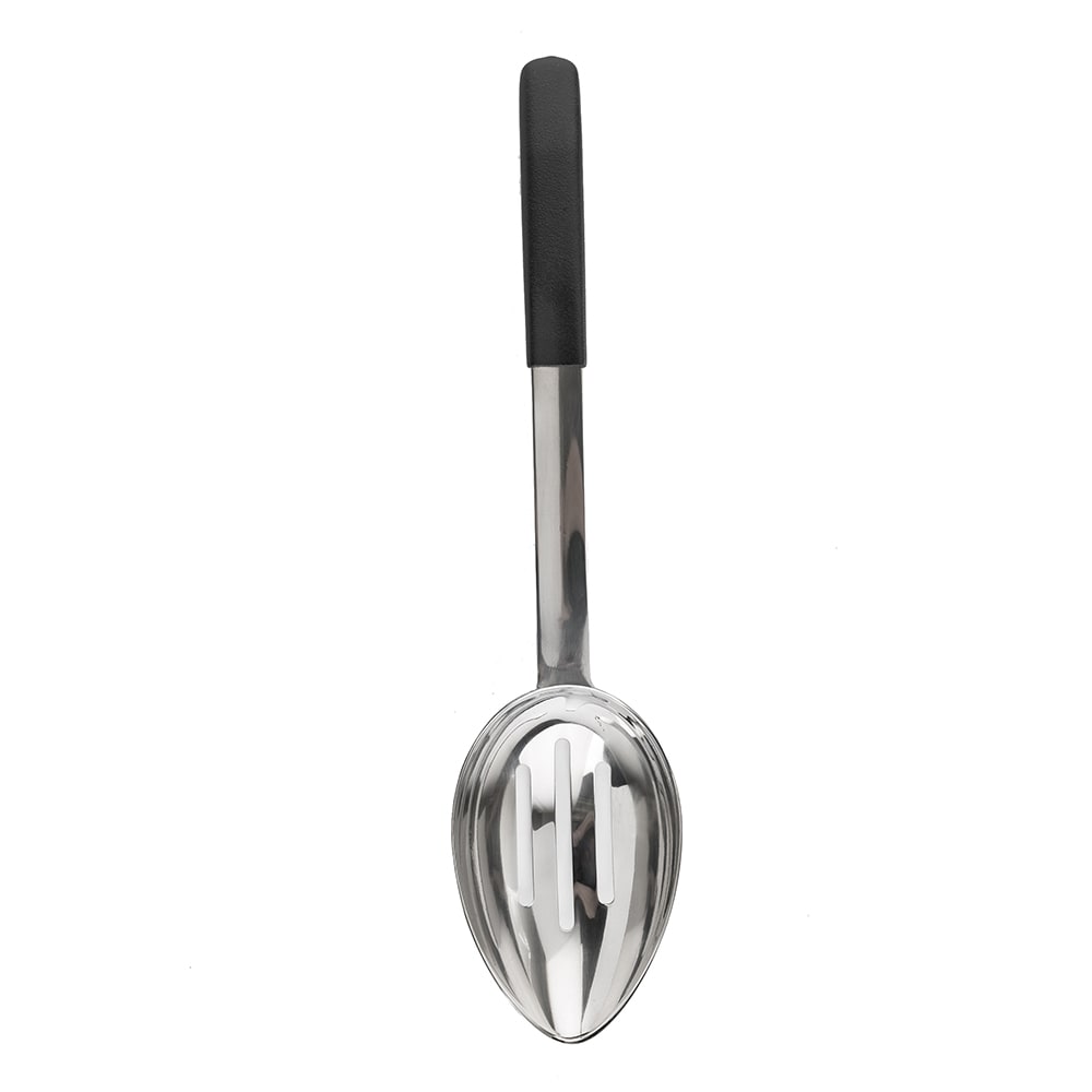 Tablecraft AM5354BK 6 oz Stainless Slotted Serving Spoon w/ Black Handle
