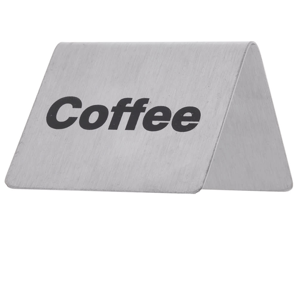 Tablecraft B1 Coffee Table Tent Sign - 2" x 2 1/2", Stainless