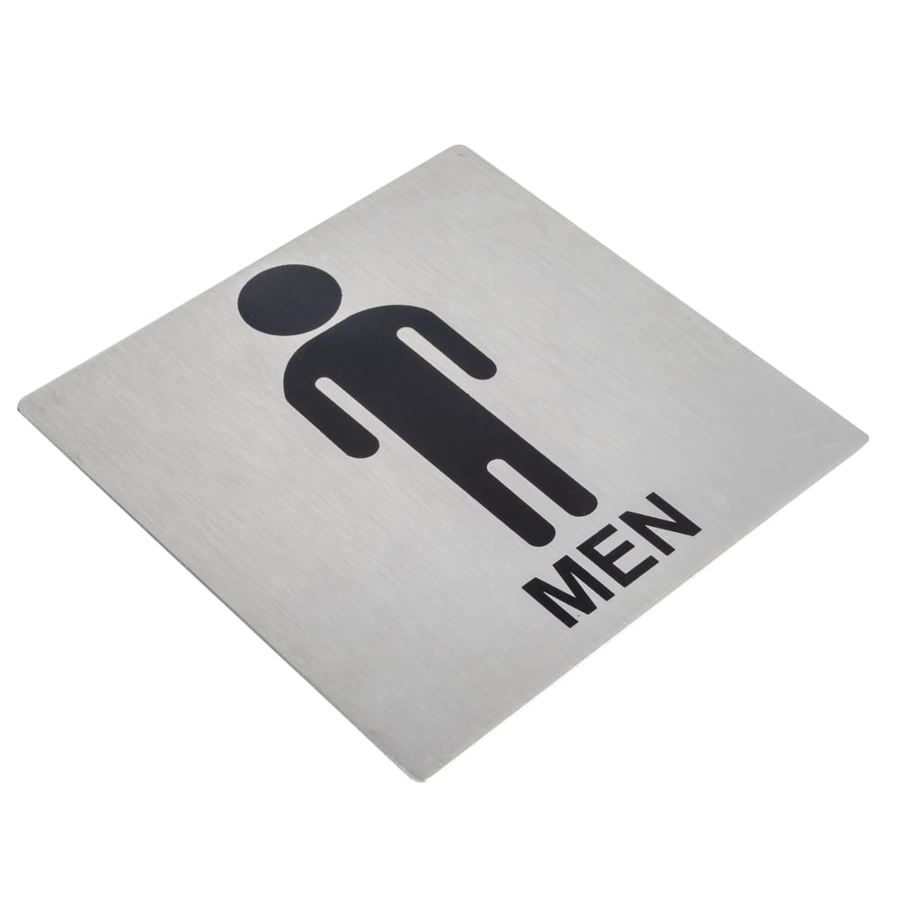 Tablecraft B10 Stainless Steel Sign, 5" x 5", Men Restroom