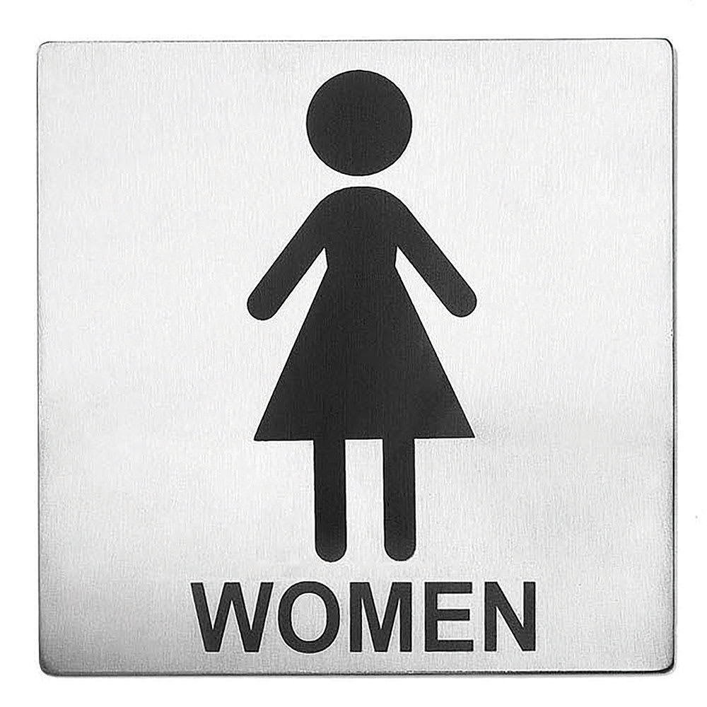 Tablecraft B11 Stainless Steel Sign, 5" x 5", Women Restroom
