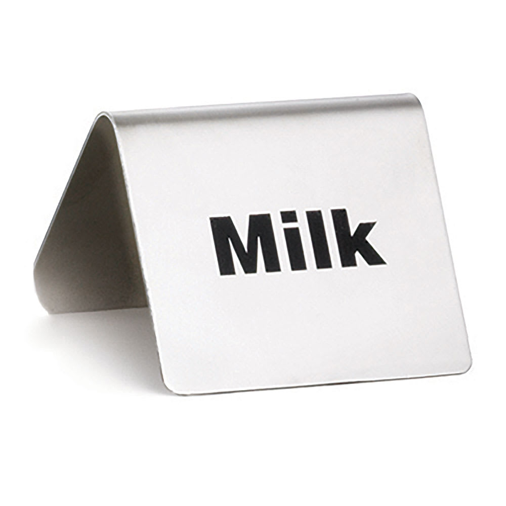Tablecraft B5 Milk Table Tent Sign - 2" x 2 1/2", Stainless