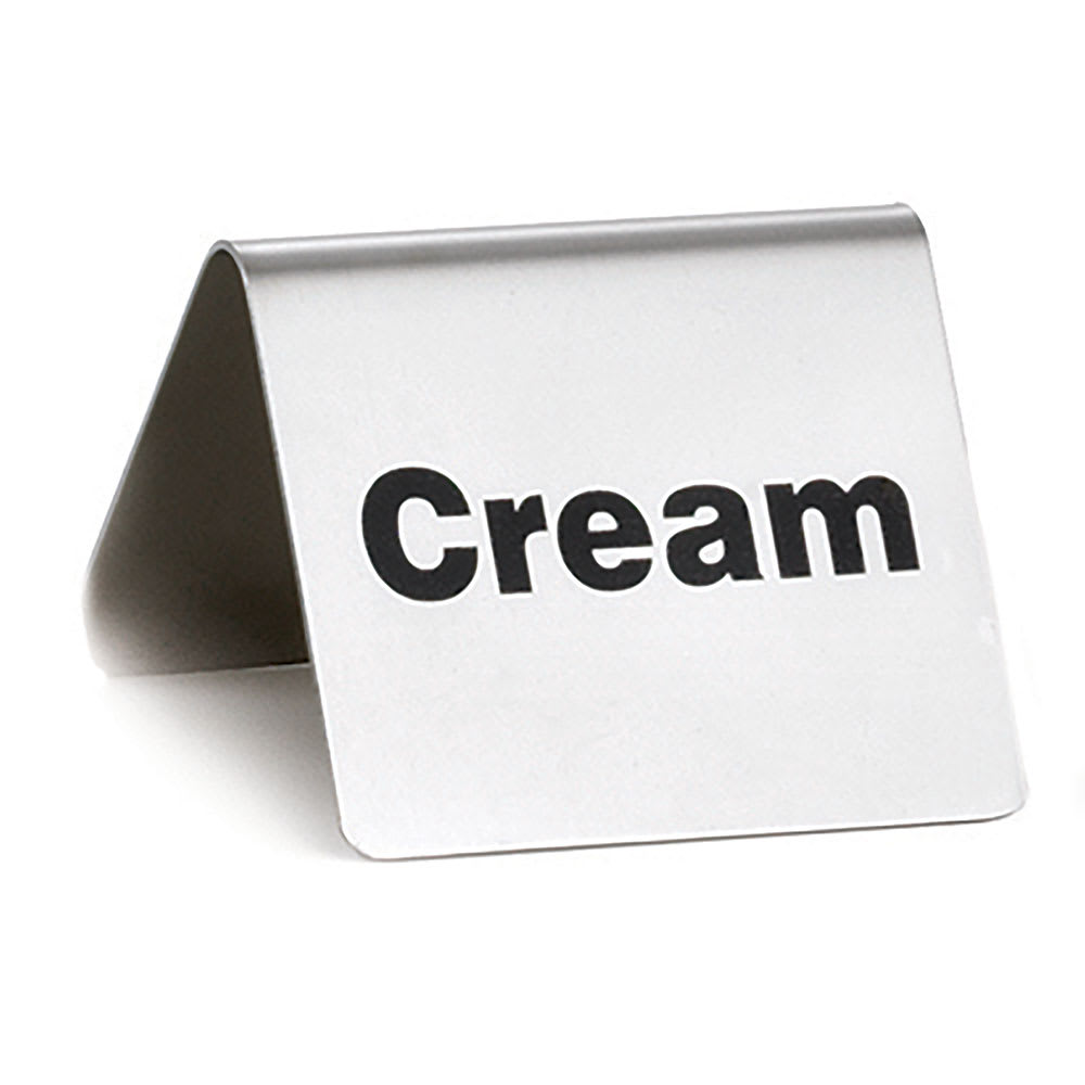Tablecraft B6 Cream Table Tent Sign - 2" x 2 1/2", Stainless