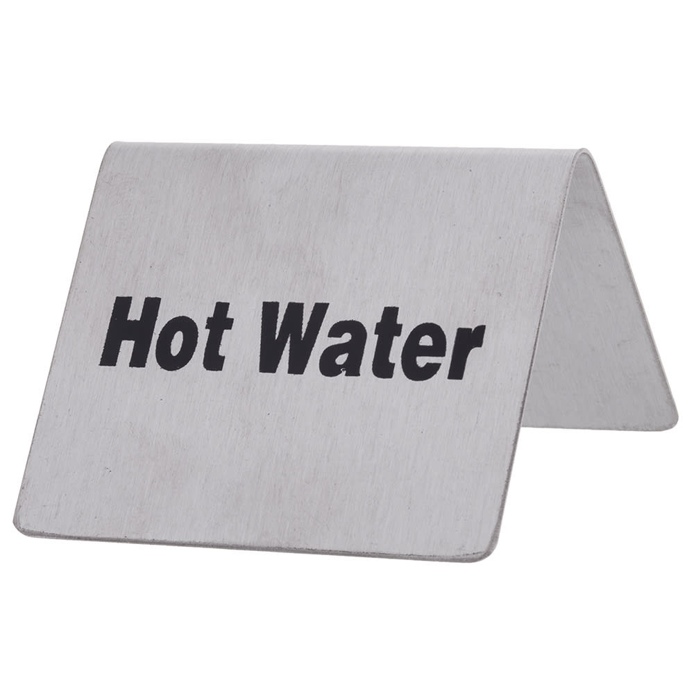 Tablecraft B7 Hot Water Table Tent Sign - 2" x 2 1/2", Stainless