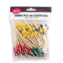 Tablecraft BAMBA45 4 1/2" Bamboo Ball Pick, Assorted Colors thumbnail 2