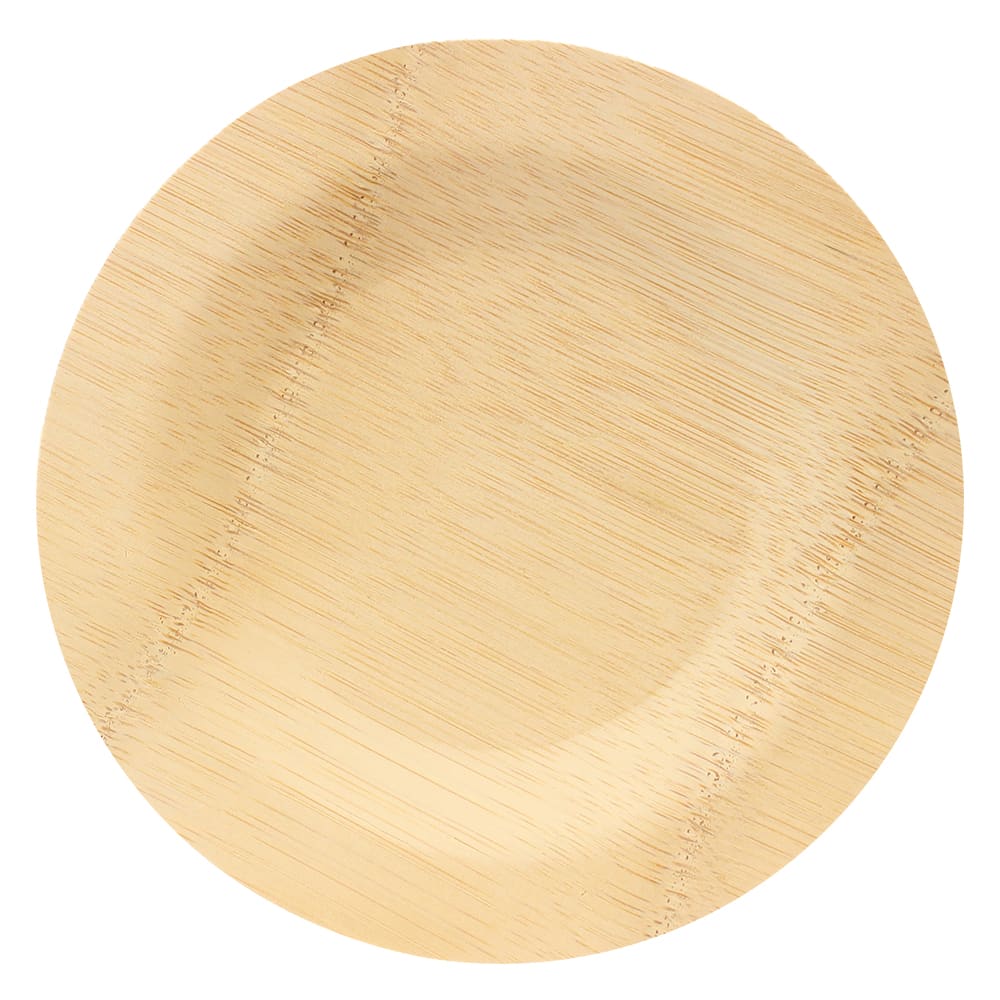 Tablecraft BAMDRP11 11" Round Bamboo Disposable Plate, Natural