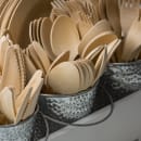 Tablecraft BAMDSPN65 6 1/2" Disposable Spoon, Pinewood thumbnail 3