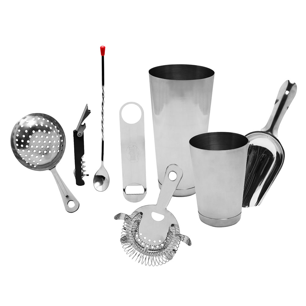 Tablecraft BARKIT1 8-Piece Cocktail Shaker Set - Silver