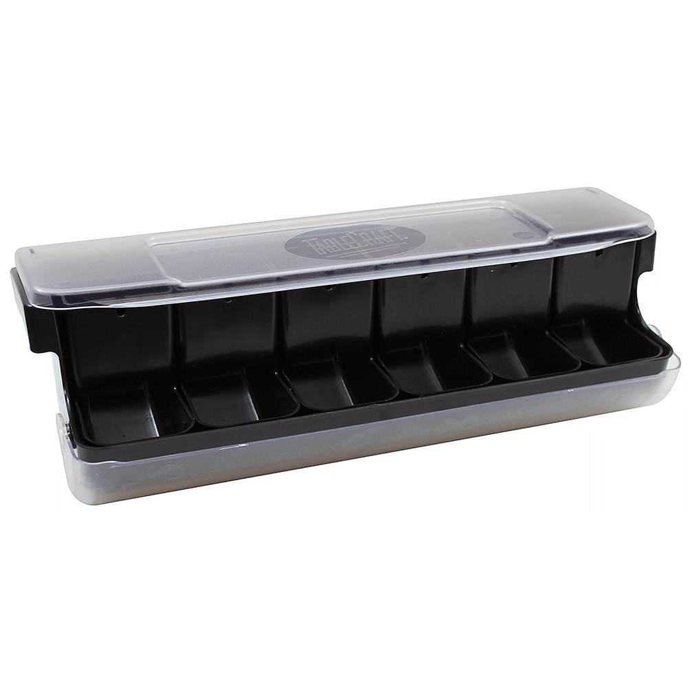 Tablecraft BCD6000BK (6) Compartment Bar Garnish Tray - Flat Hinged Lid