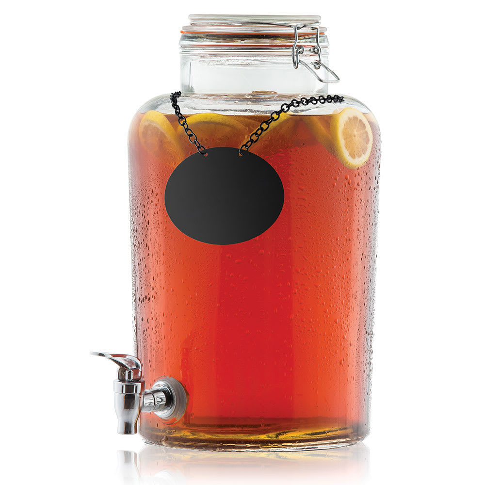 Tablecraft BDG2000 2 Gallon Rustic Country™ Glass Beverage Dispenser - Clear