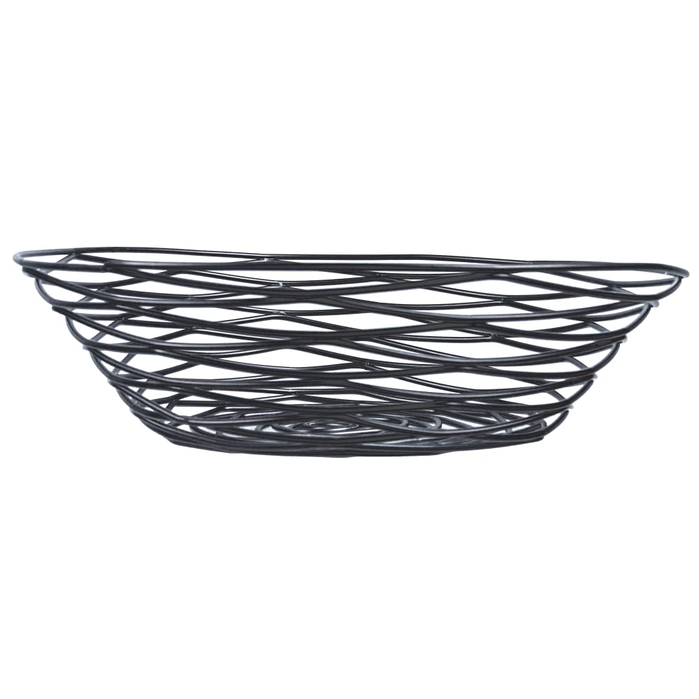 Tablecraft BK17508 Artisan Collection Basket, 8" X 2" Round, Black