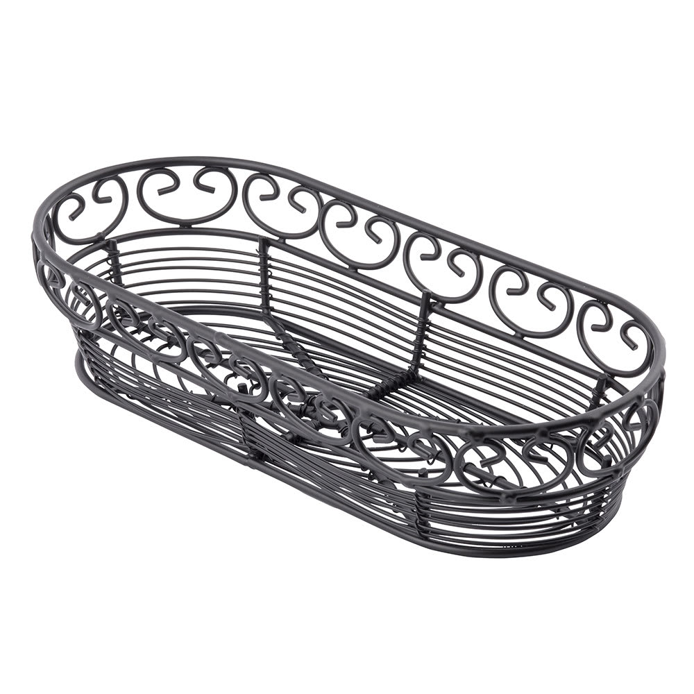Tablecraft BK21709 Oblong Mediterranean Collection Basket, 9 x 4 x 2", Black