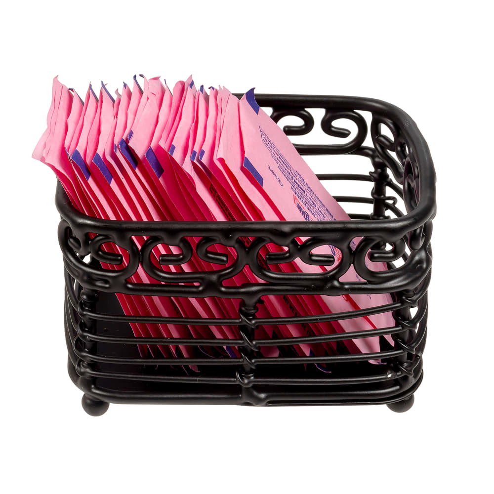 Tablecraft BK256 Rectangular Sugar Caddy - Metal, Black