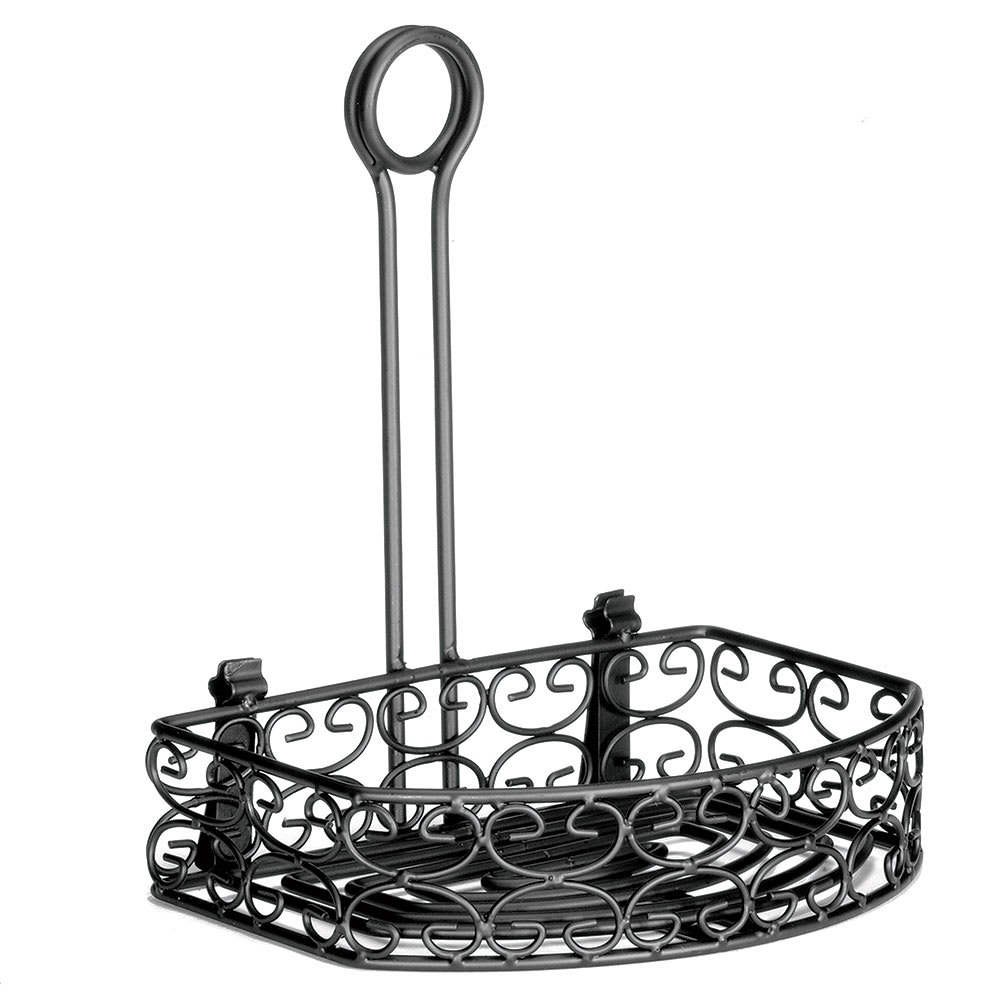 Tablecraft BK267912 Half-Moon Condiment Caddy - Metal, Black