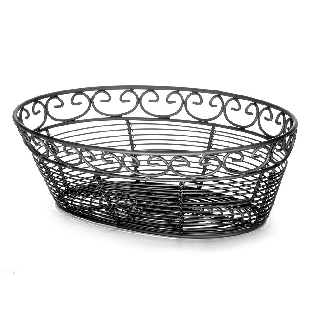 Tablecraft BK27410 Oval Mediterranean Collection Basket, 10 L x 6 1/2 W x 3"H, Black Metal
