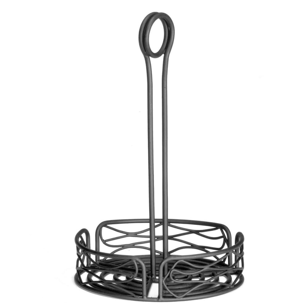Tablecraft BK2780 Round Condiment Caddy - Metal, Black