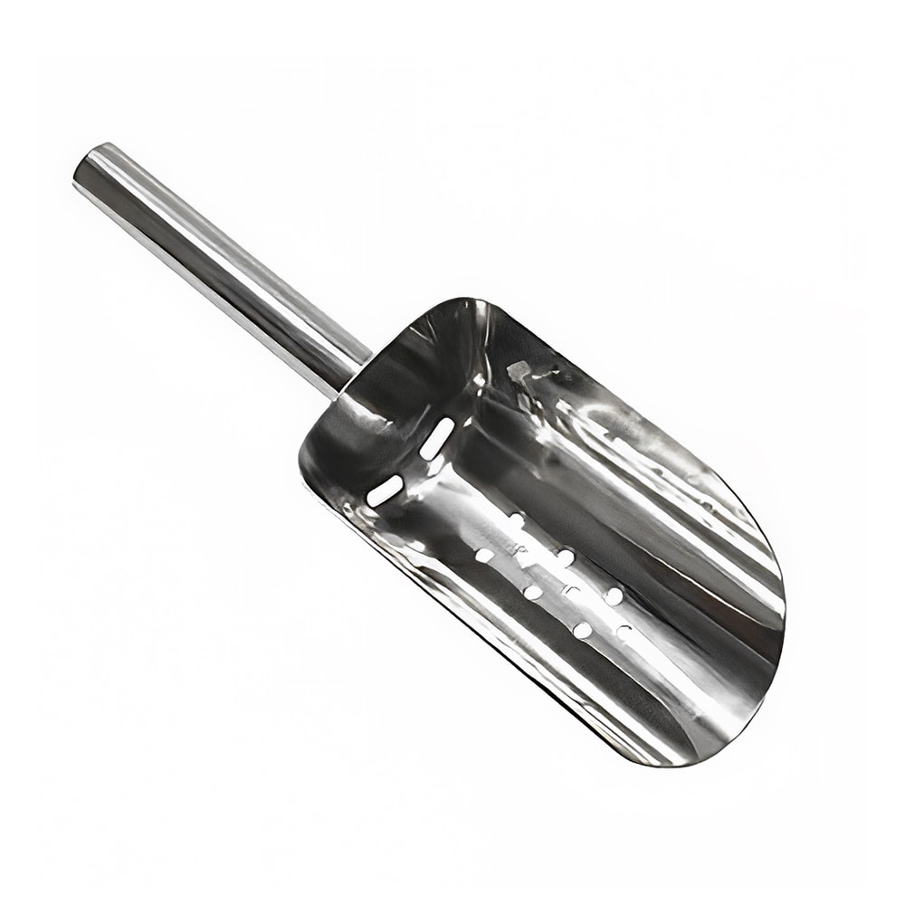 Tablecraft BSC1216 16 oz Round Ice Scoop w/ Drainage Holes - Stainless Steel