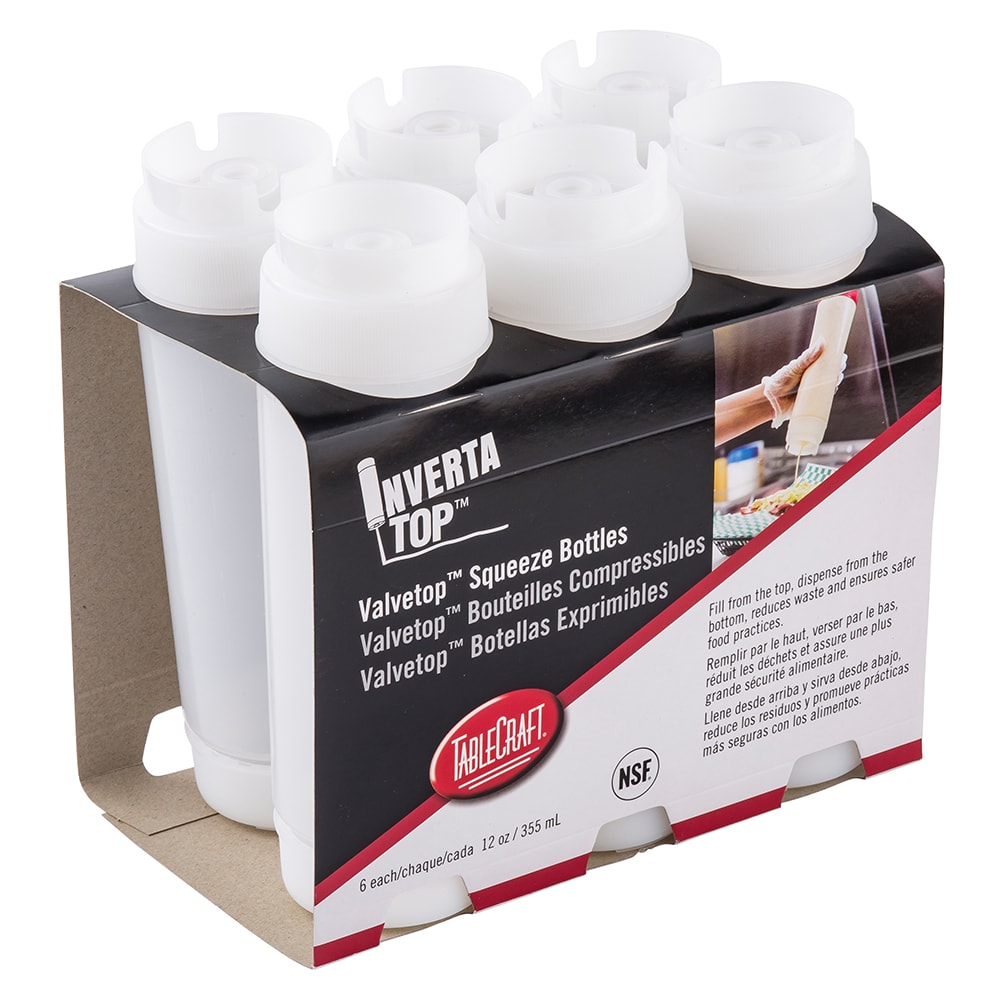 Tablecraft C12SV 12 oz Invertatop™ Squeeze Dispensers - Plastic, Clear