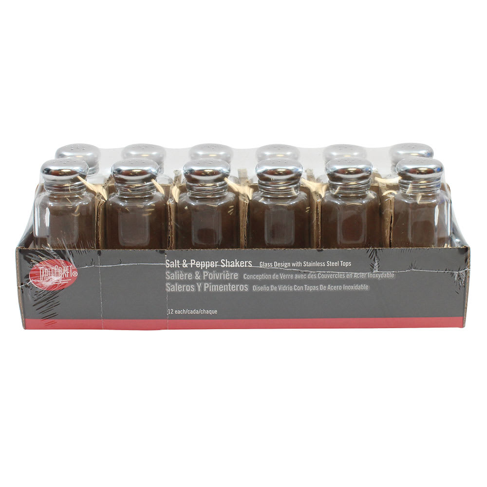 Tablecraft C155-12 Salt / Pepper Shaker, 2 oz, Glass, SS Top