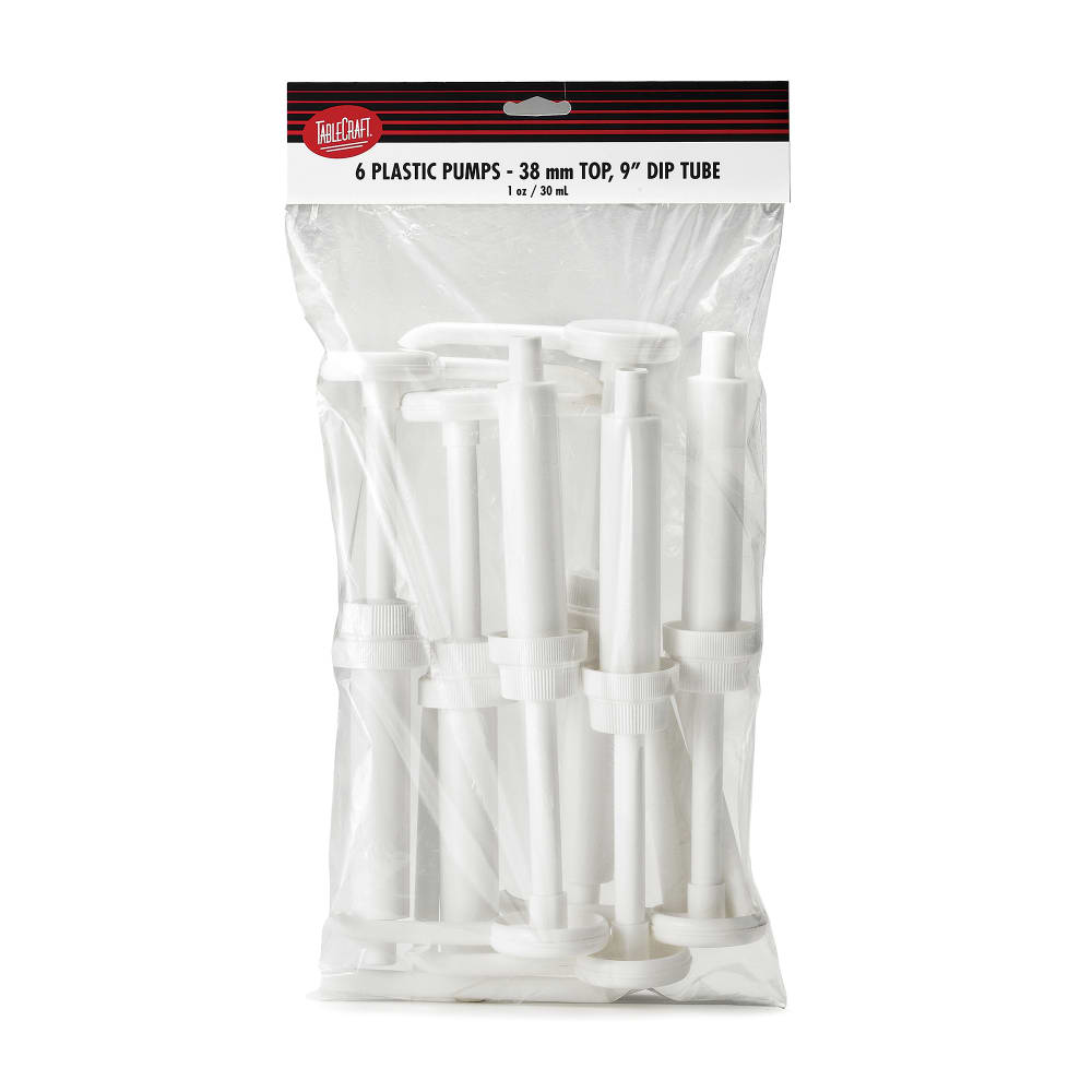 Tablecraft C66238 1 oz Syrup Pump w/ 9" Dip Tube - Plastic, White