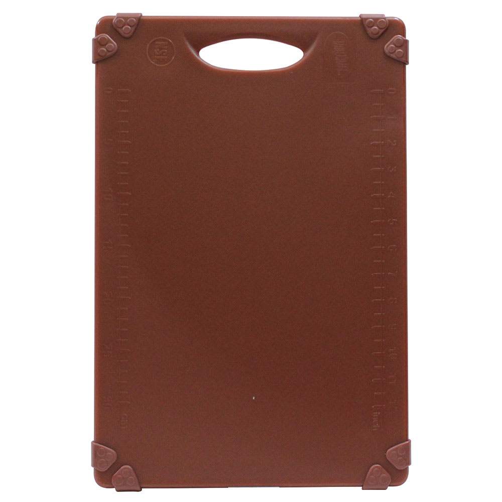 Tablecraft CBG1218ABR Cutting Board w/ Anti-Slip Grips, 12" x 18", Polyethylene, Brown