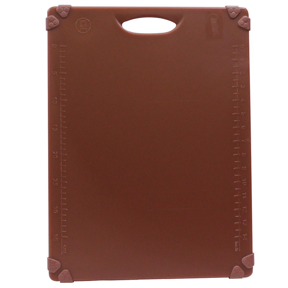 Tablecraft CBG1520ABR Cutting Board w/ Anti-Slip Grips, 15" x 20", Polyethylene, Brown