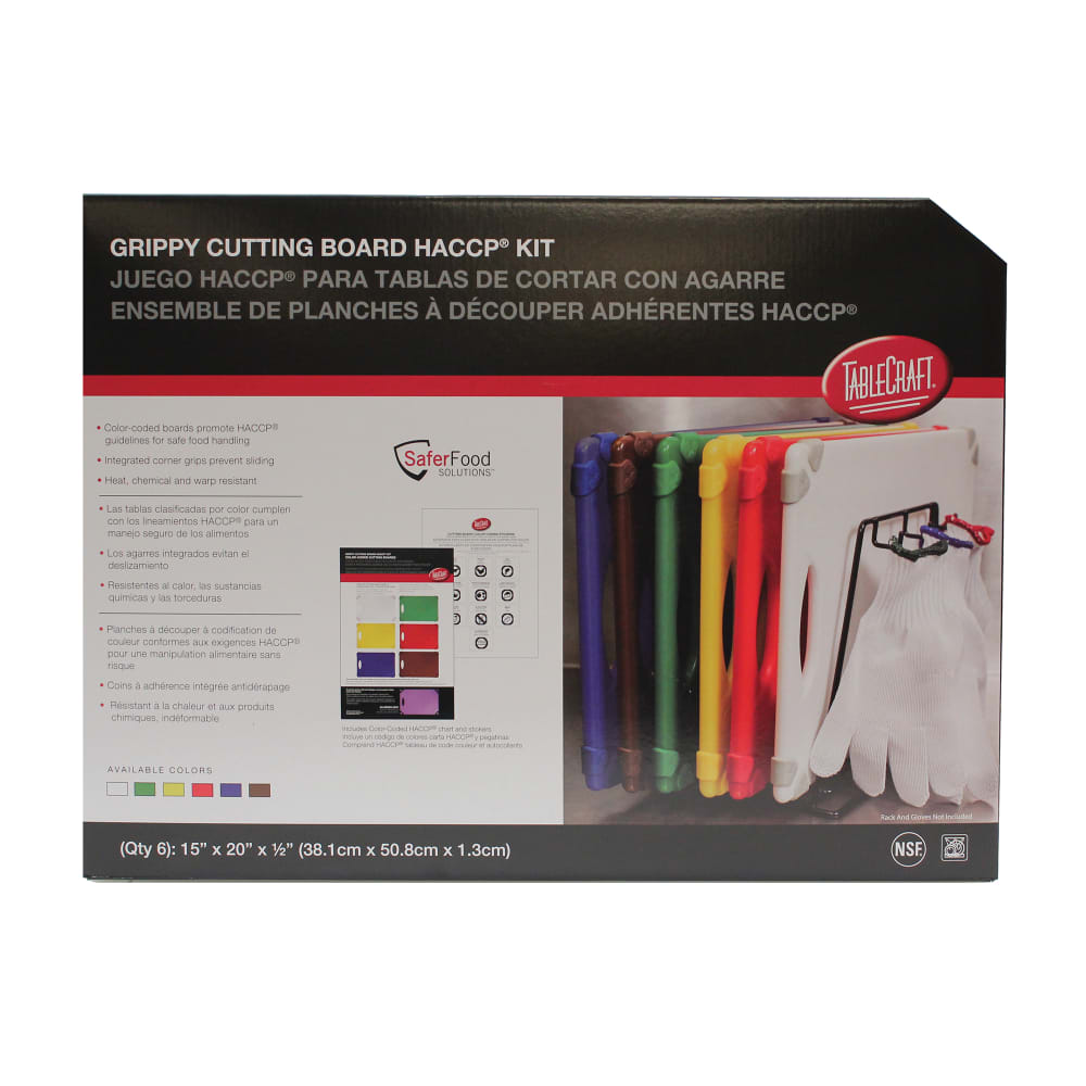 Tablecraft CBG1520APK6 Cutting Board Set w/ (6) Boards - 15" x 20", Assorted Colors